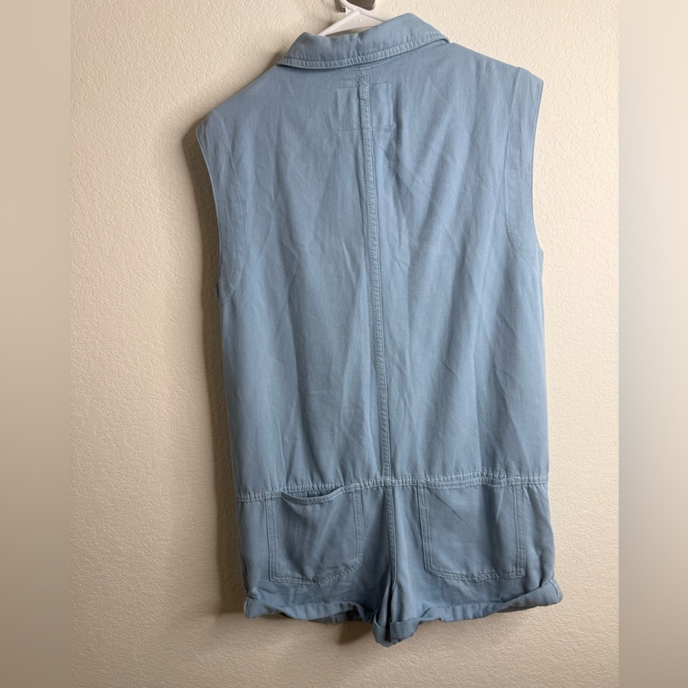 Anthropologie Pilcro Sleeveless Collared Romper Blue Sz Small - Picture 12 of 15